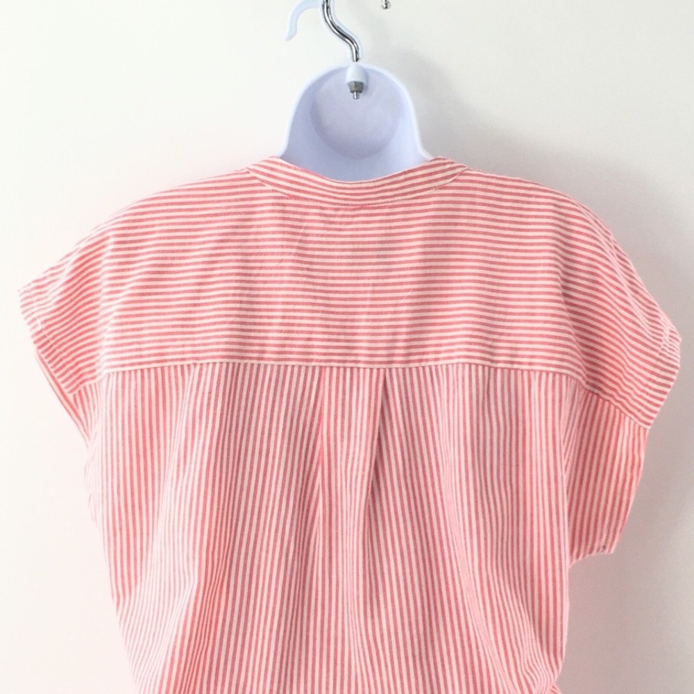 Michael Stars Shantel Romper Drawstring Pockets Pink White Striped Shorts Sz M - Picture 9 of 13